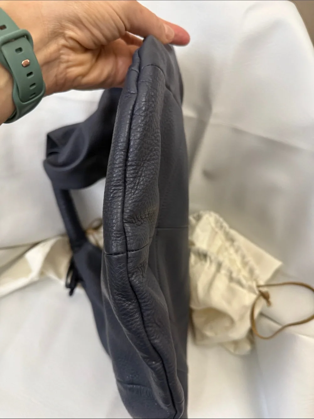 HOBO Dark Blue Pebbled Leather Hobo Bag